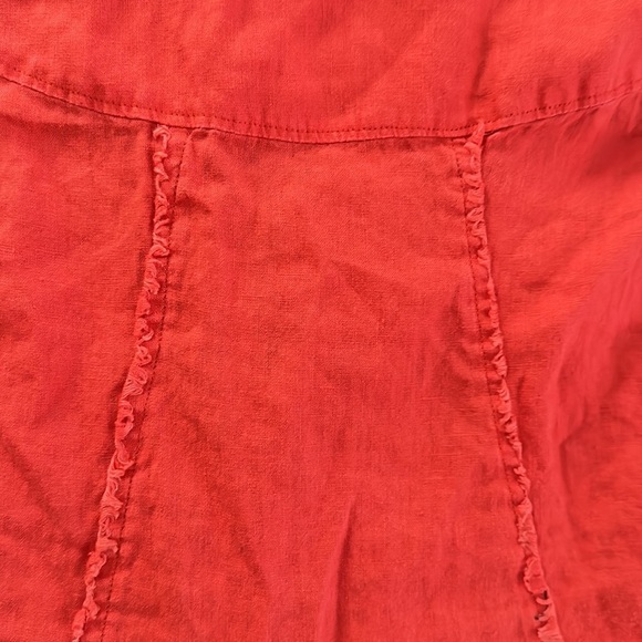Velvet heart 100% linen sleeveless button down orange shirt raw hem small - Picture 3 of 6